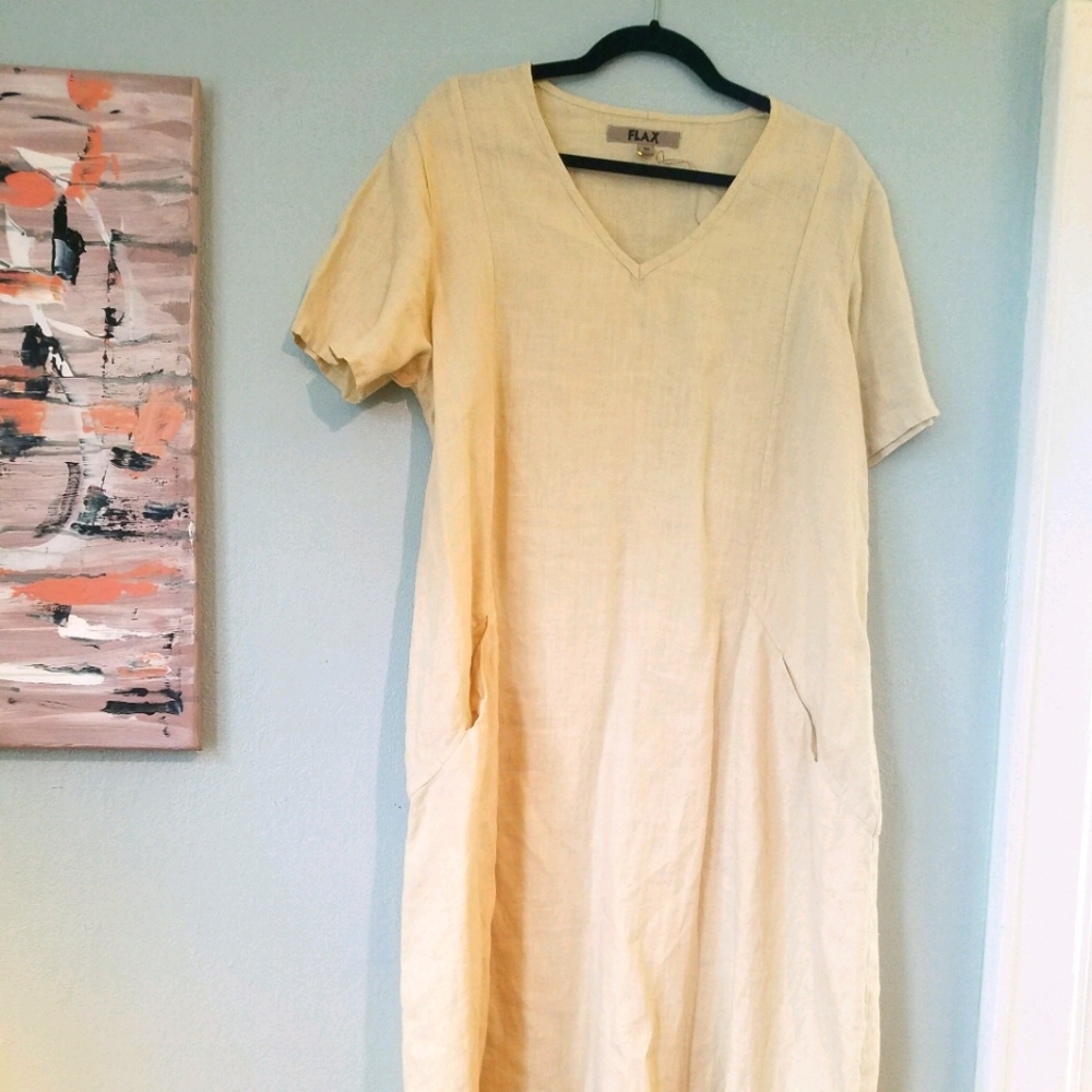 FLAX Linen Maxi Dress NWOT